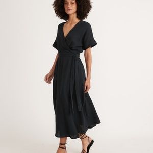 marine layer valencia wrap dress in black